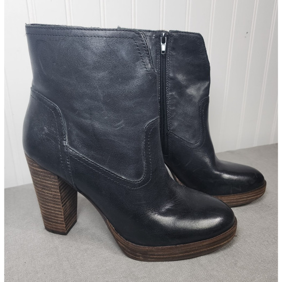 Lucky Brand Womens Boots 8.5 Leather Black‎ Heels Classic Office Date Night - Picture 1 of 6